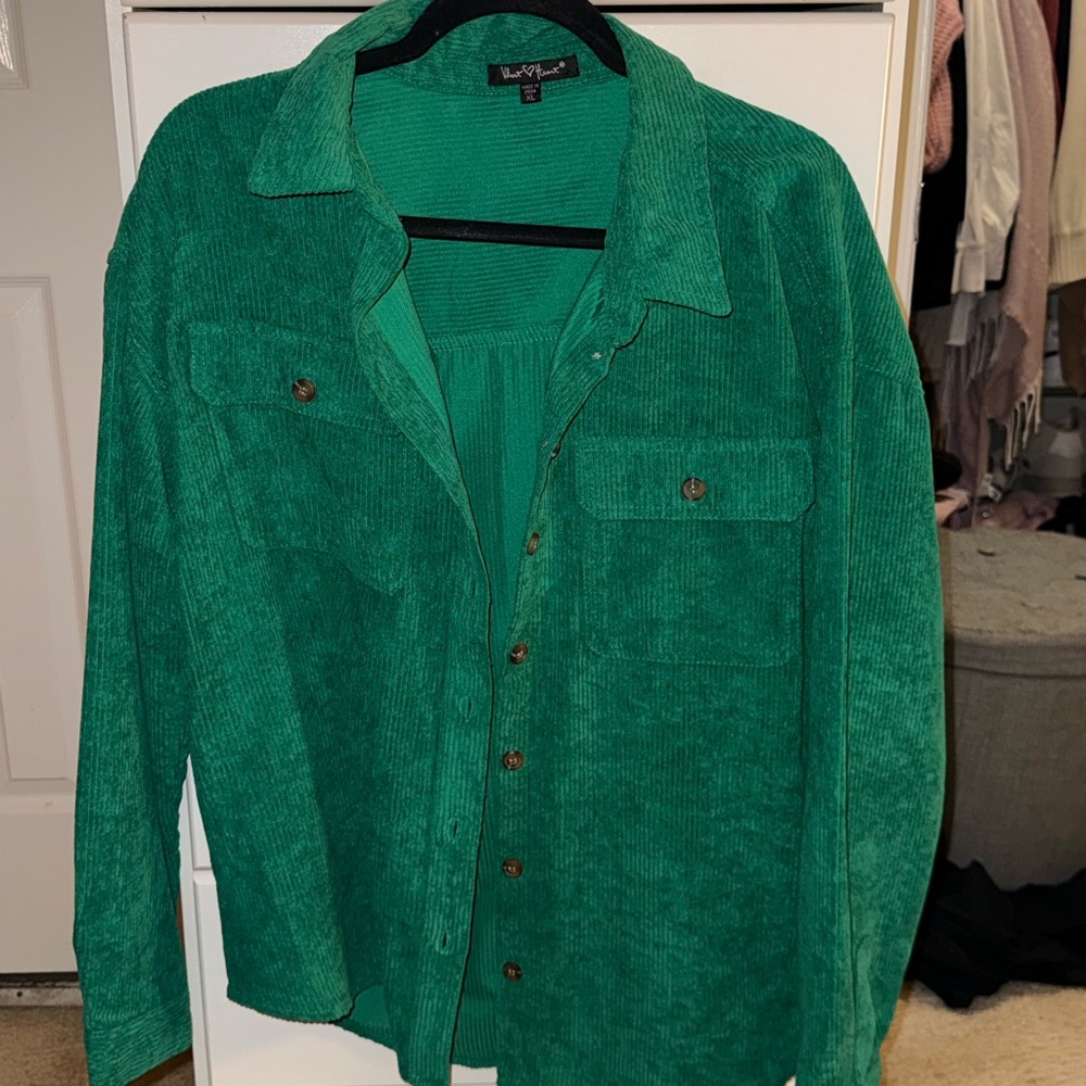 Velvet Heart Emerald Button-Up Top